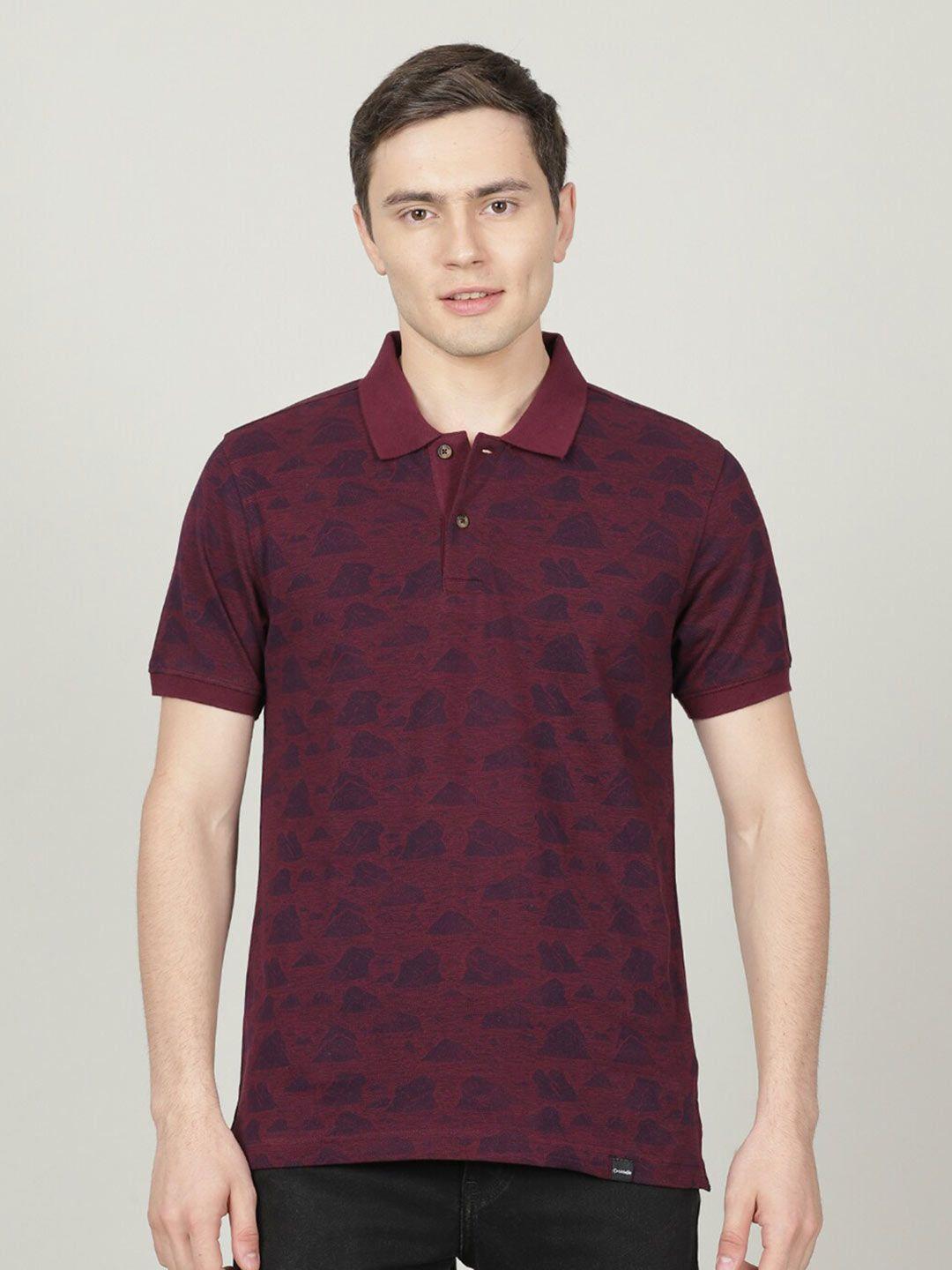 crocodile men printed cotton polo collar slim fit t-shirt