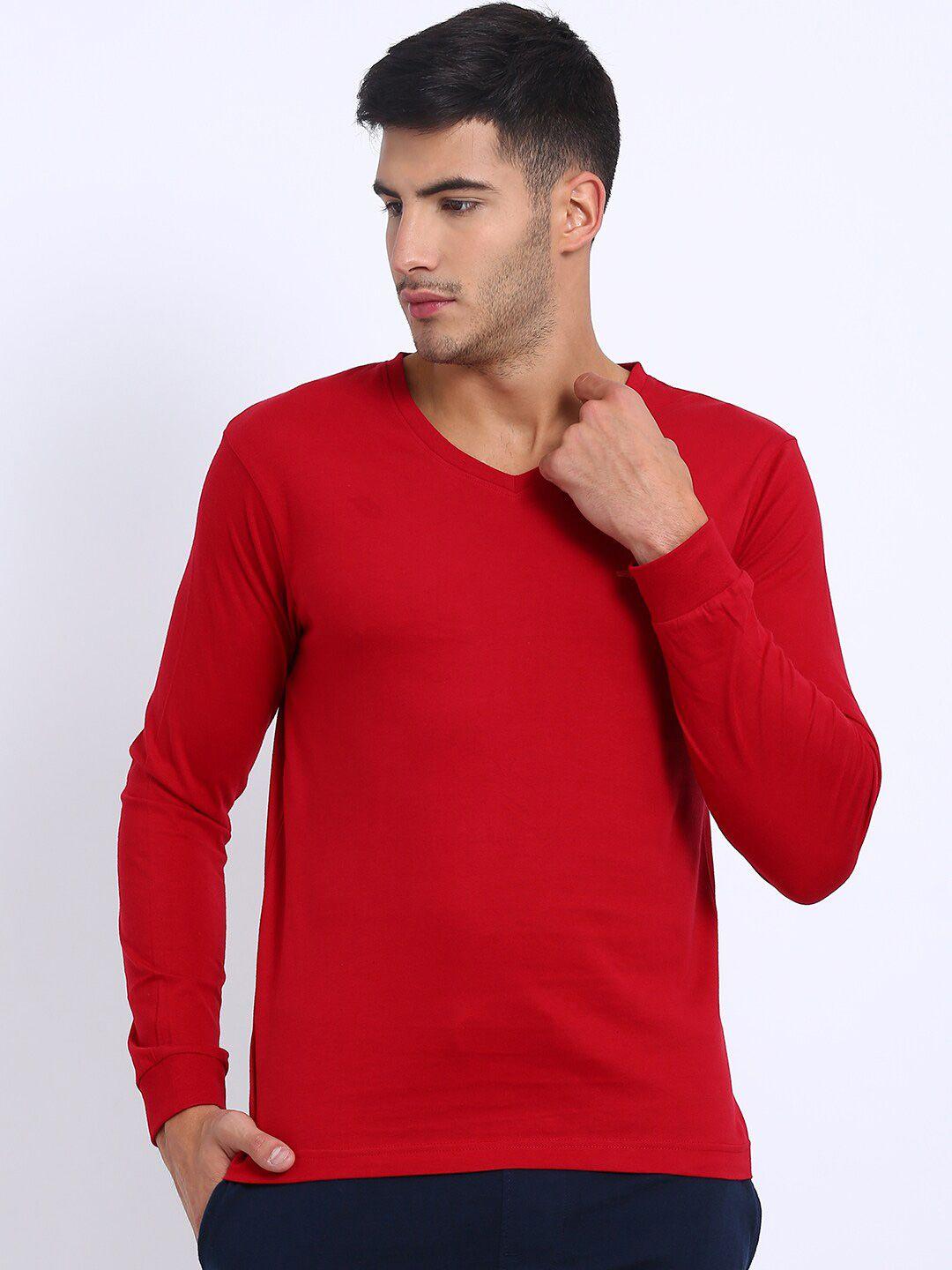 crocodile men red solid round neck t-shirt