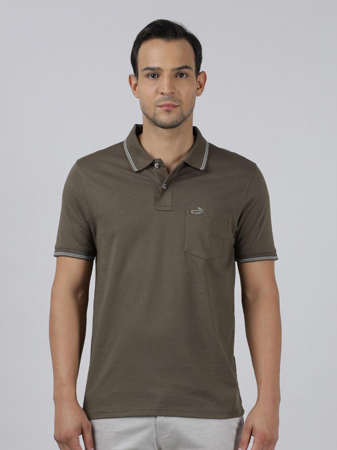 crocodile polo collar slim fit cotton t-shirt