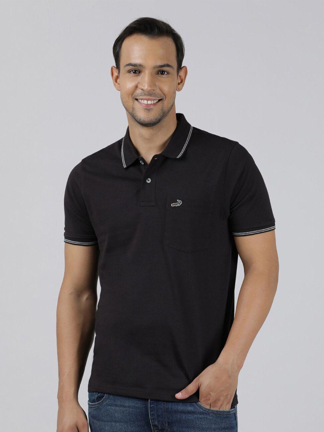 crocodile polo collar slim fit cotton t-shirt