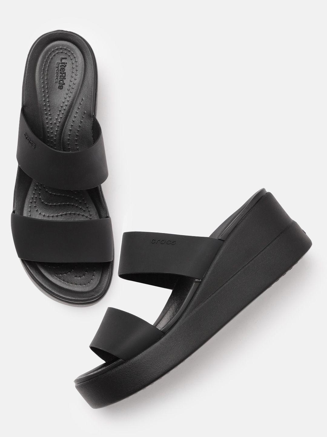 crocs-black-brooklyn-wedge-sandals