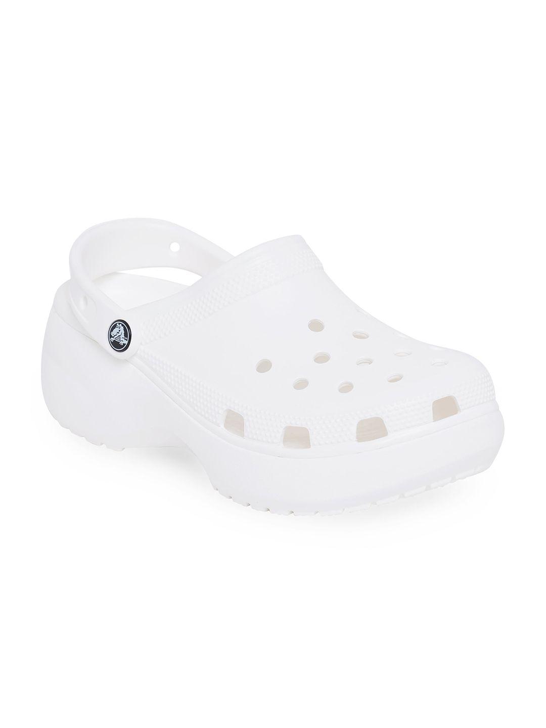 crocs classic  women white solid clogs