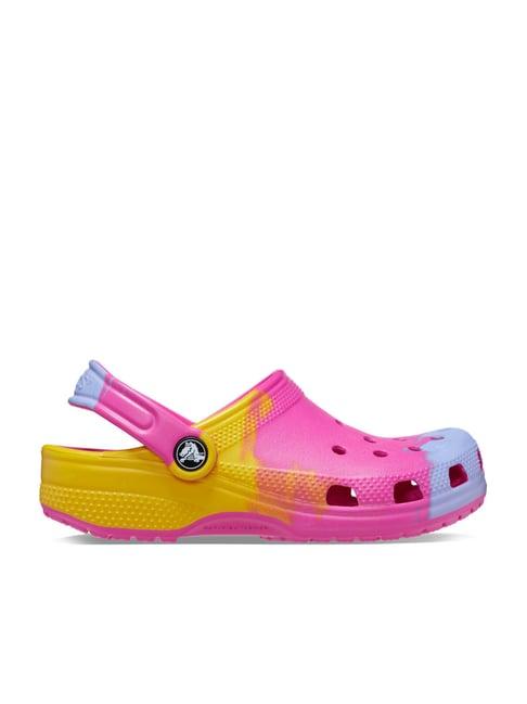 crocs kids classic pink back strap clogs