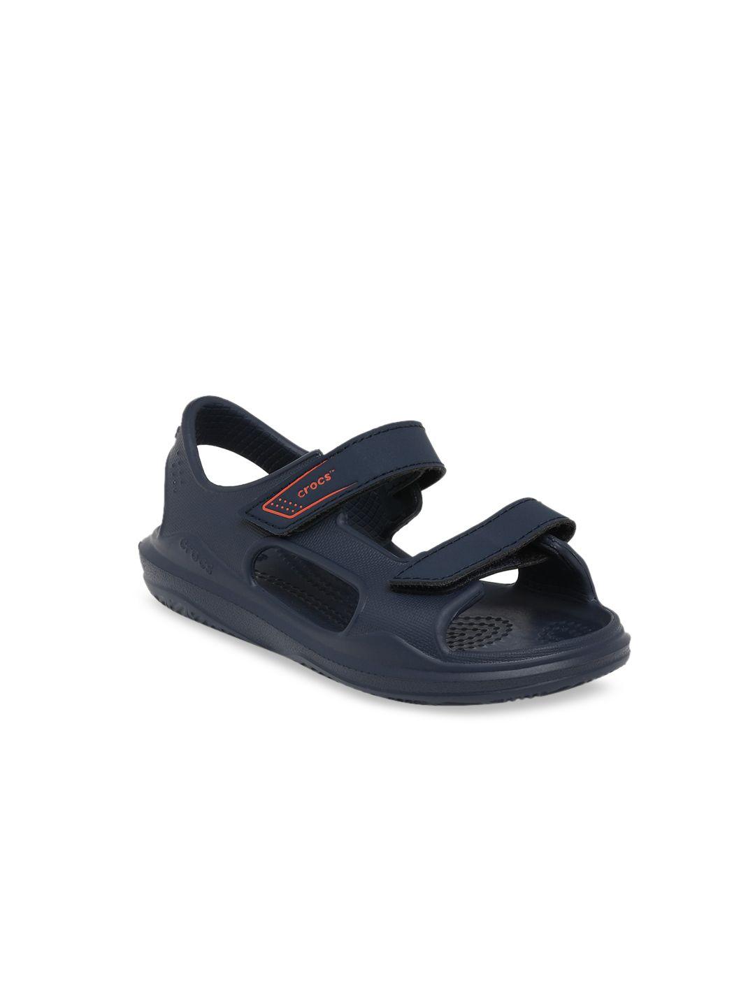crocs swiftwater  kids navy blue solid sports sandal