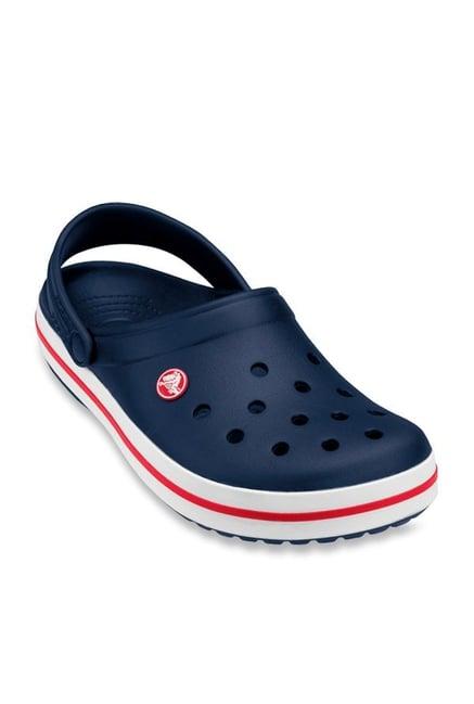 crocs unisex crocband navy back strap clogs