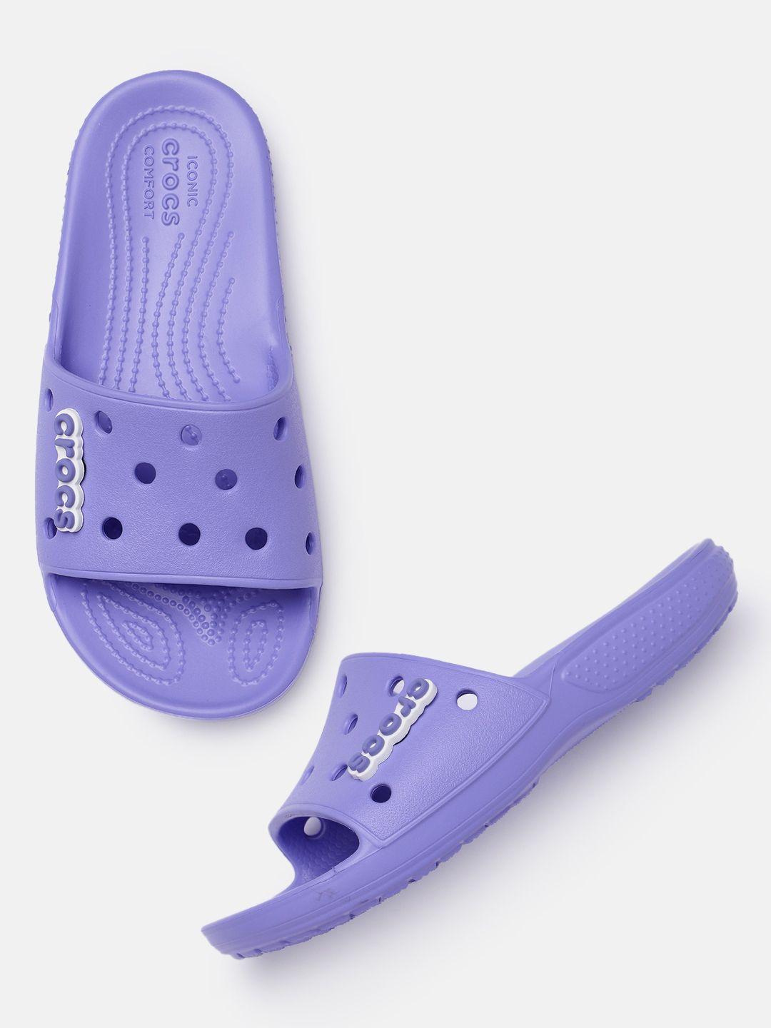 crocs unisex purple solid sliders