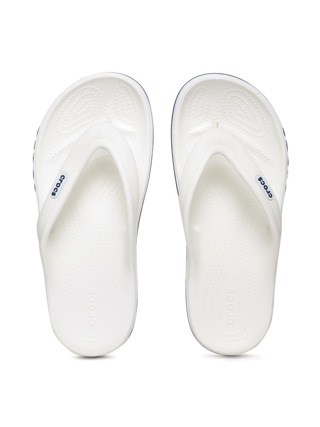 crocs unisex white solid thong flip-flops