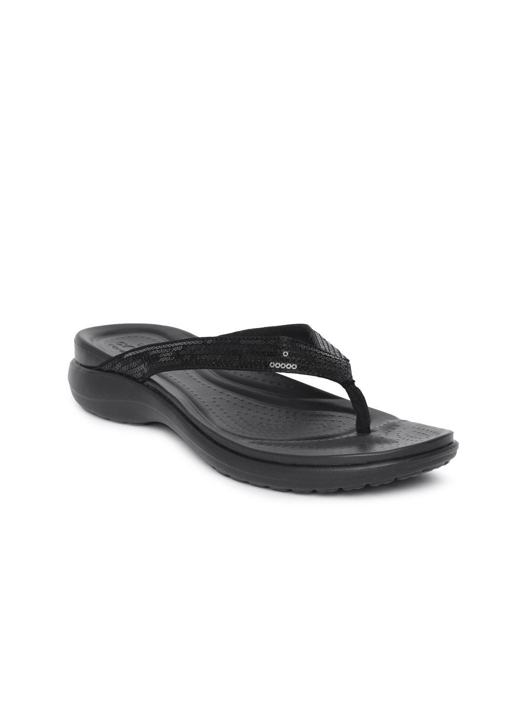 crocs women black solid thong flip-flops