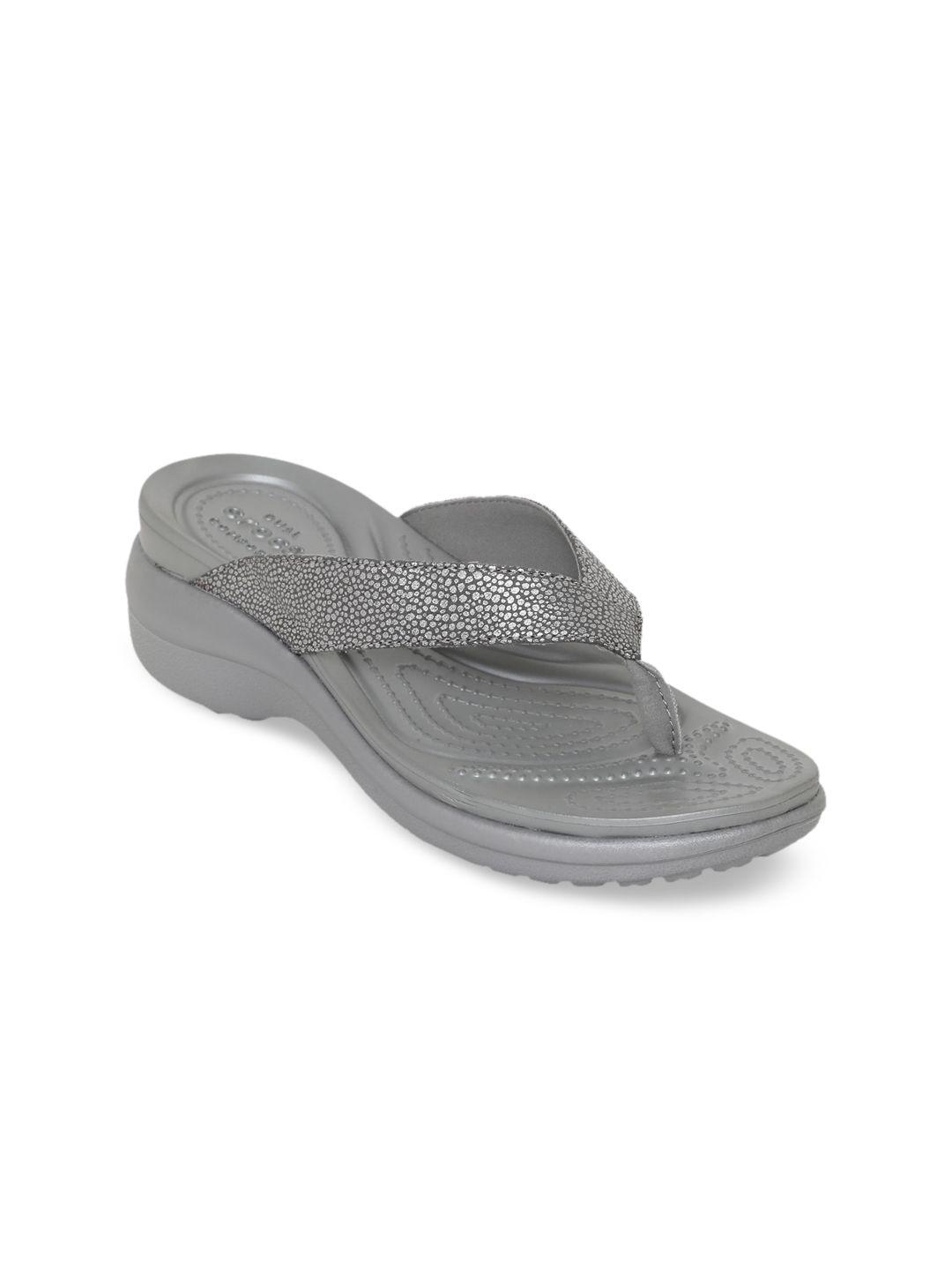 crocs capri  women grey woven design sandals
