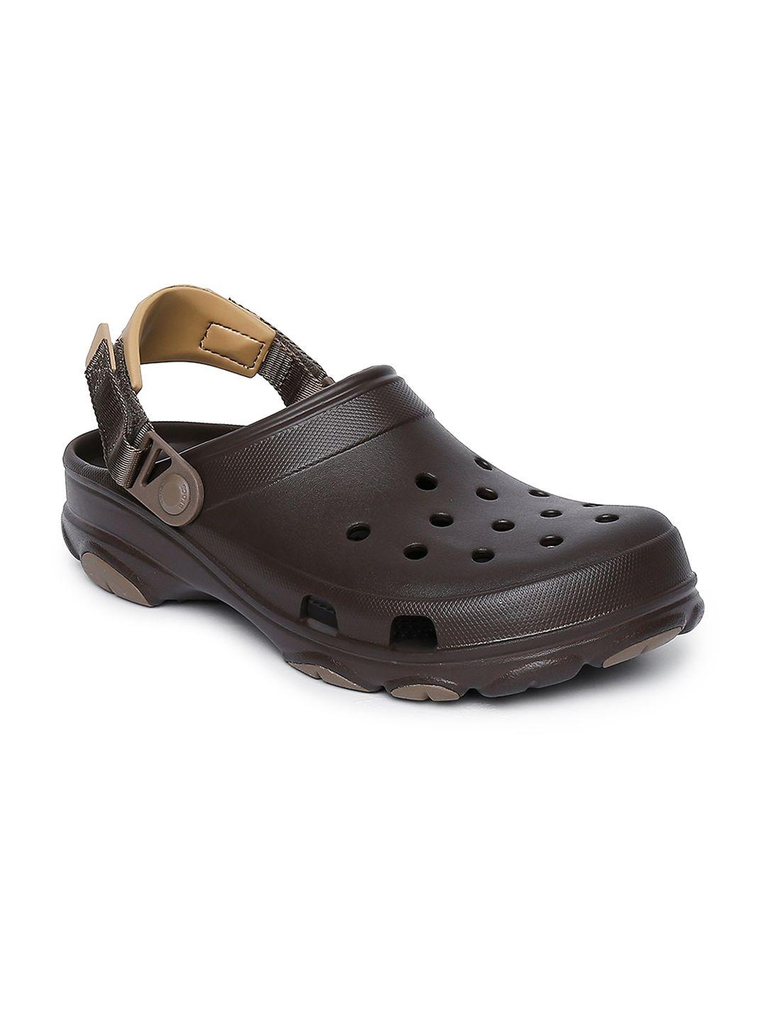 crocs classic  unisex brown self design clogs