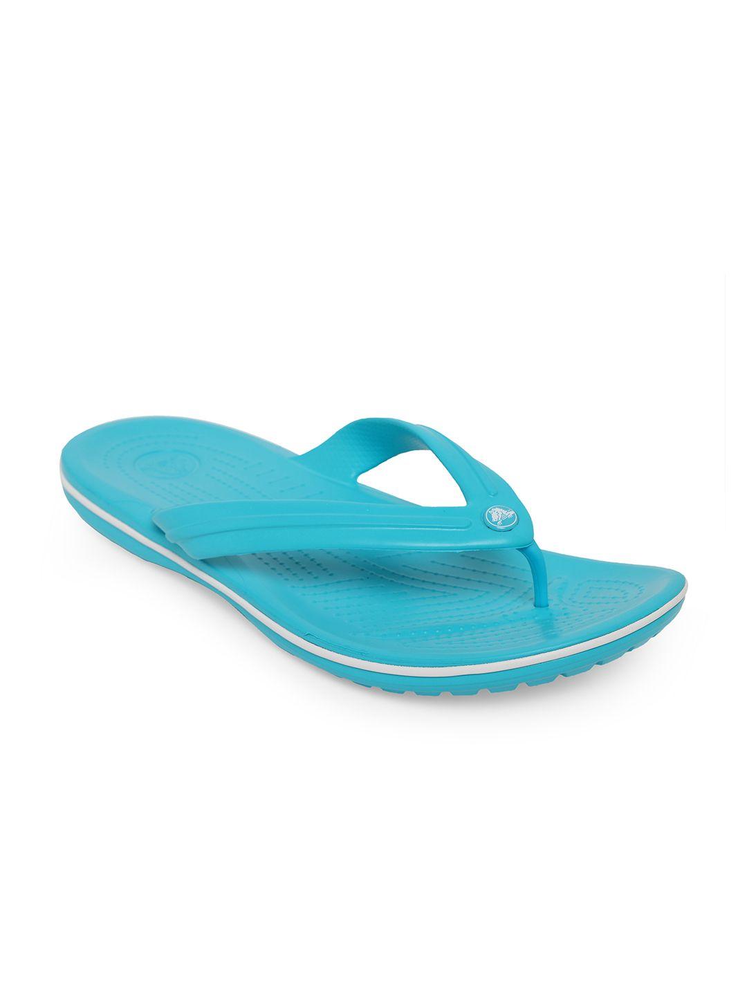 crocs crocband  unisex turquoise blue solid thong flip-flops