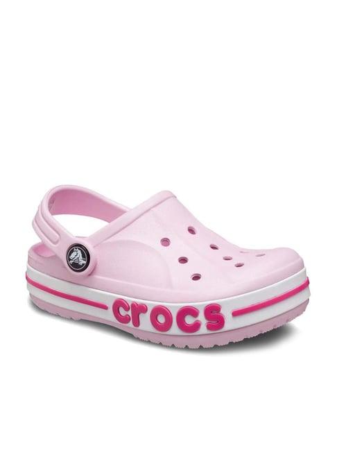 crocs kid's bayaband pink back strap clogs