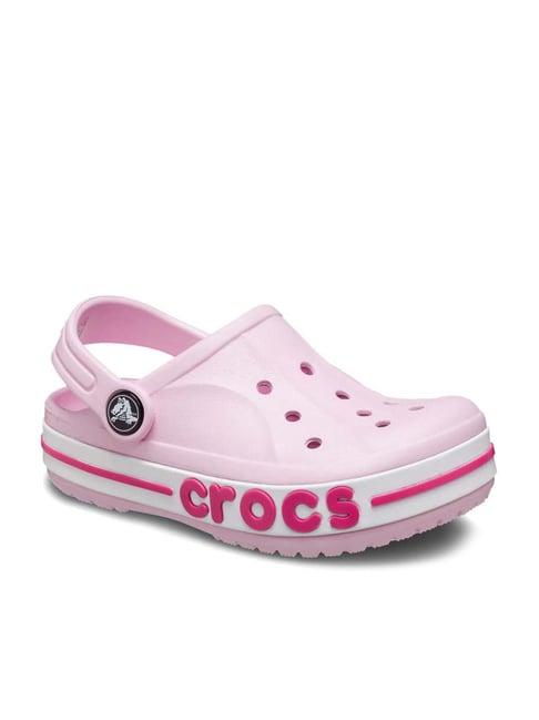 crocs kid's bayaband pink back strap clogs