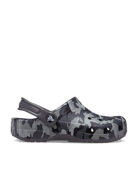 crocs kid's classic black & grey back strap clogs