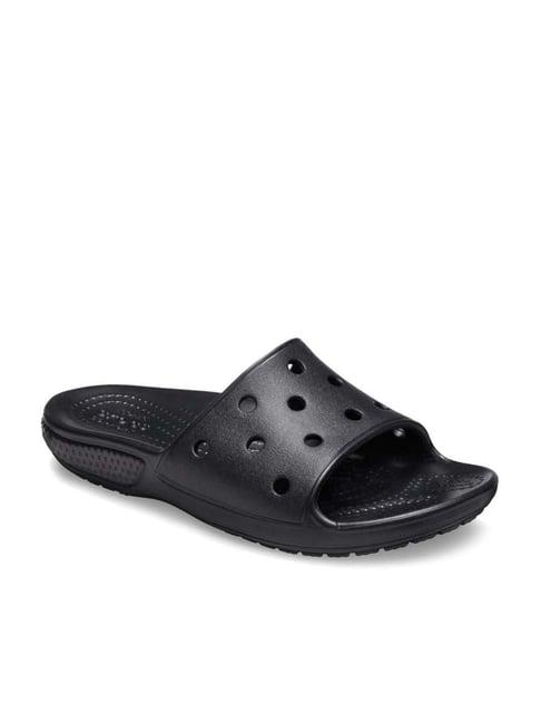crocs kid's classic black slides