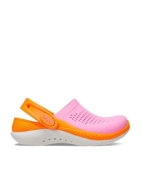 crocs kid's literide 360 pink & orange back strap clogs