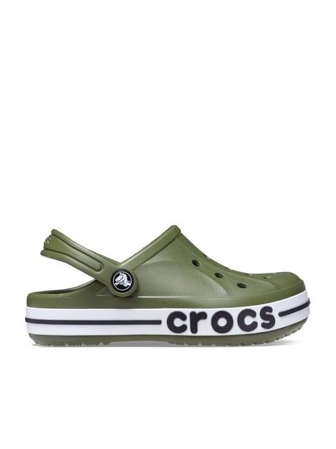 crocs kids bayaband army green back strap clogs