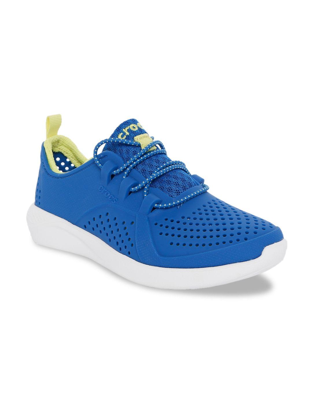 crocs kids blue perforated literide pacer sneakers