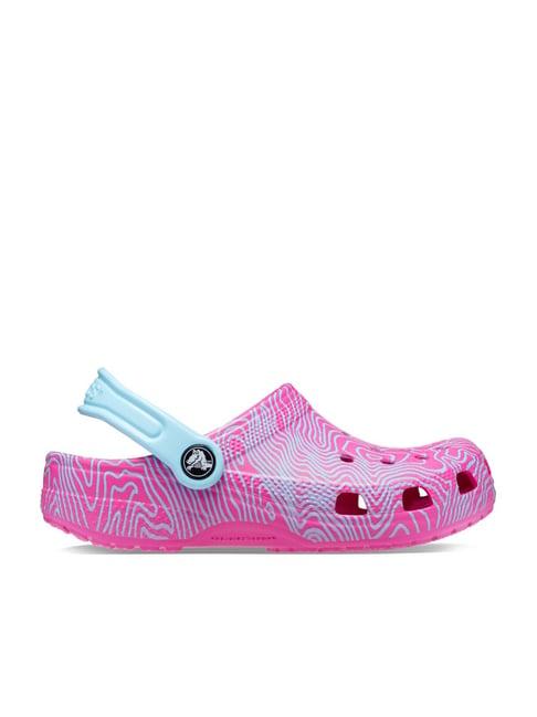 crocs kids classic pink back strap clogs