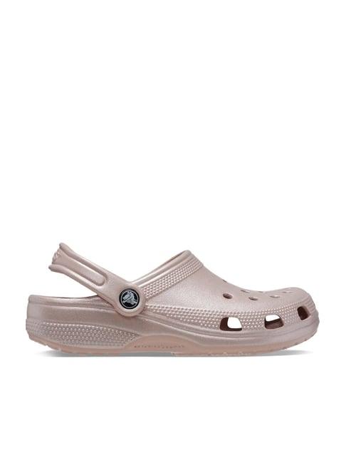 crocs men's classic shimmer pink back strap clogs