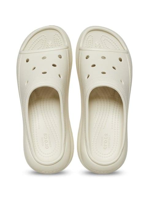 crocs men's crush off white slides