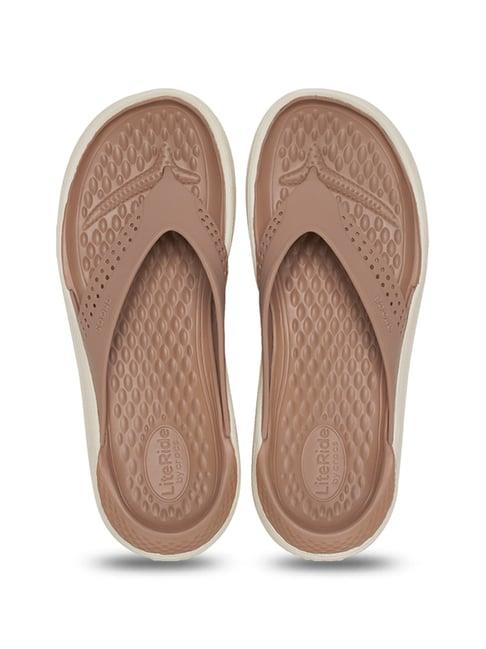 crocs men's literide brown flip flops