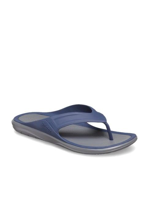 crocs men's swiftwater navy flip flops