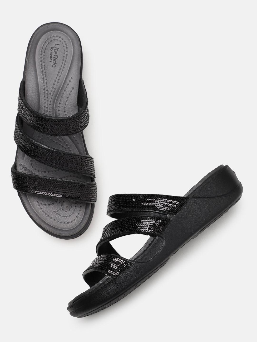 crocs sequin embellished comfort heels