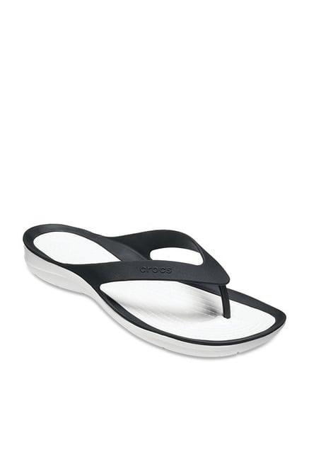 crocs swiftwater black flip flops