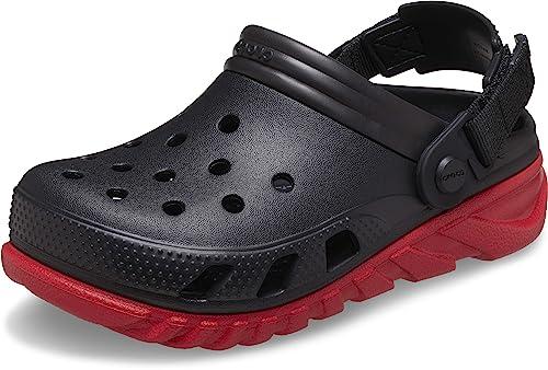 crocs unisex adult black/varsity red duet clog 208776-0wq-m9w11