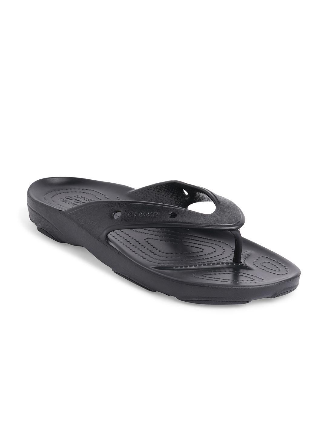 crocs unisex black croslite thong flip-flops