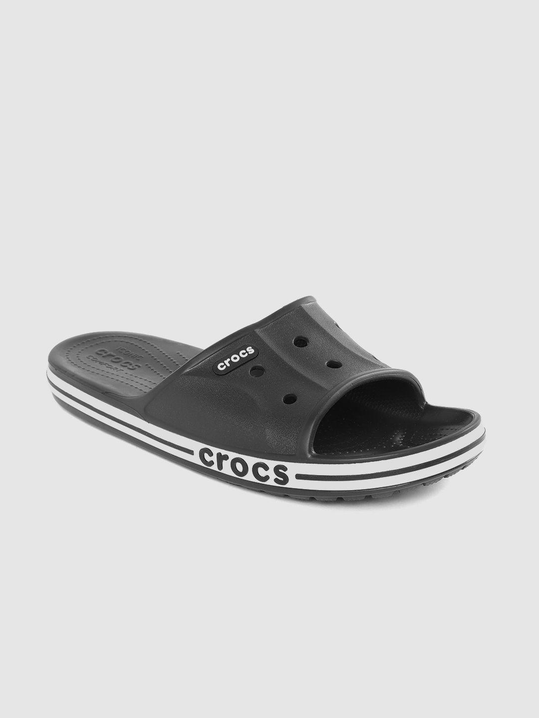 crocs unisex black solid cut-work sliders