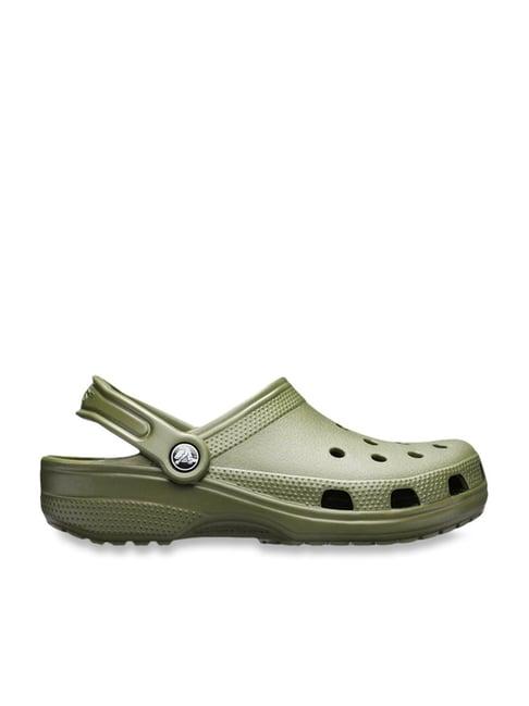 crocs unisex classic army green back strap clogs