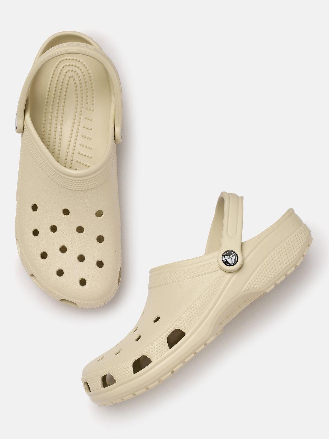 crocs unisex cream-coloured solid clogs