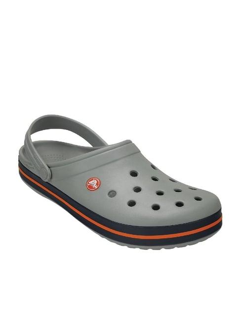 crocs unisex crocband grey & navy back strap clogs