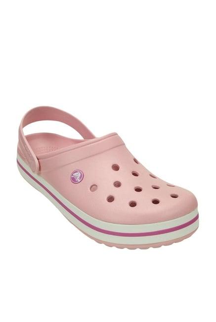 crocs unisex crocband pearl pink & white clogs