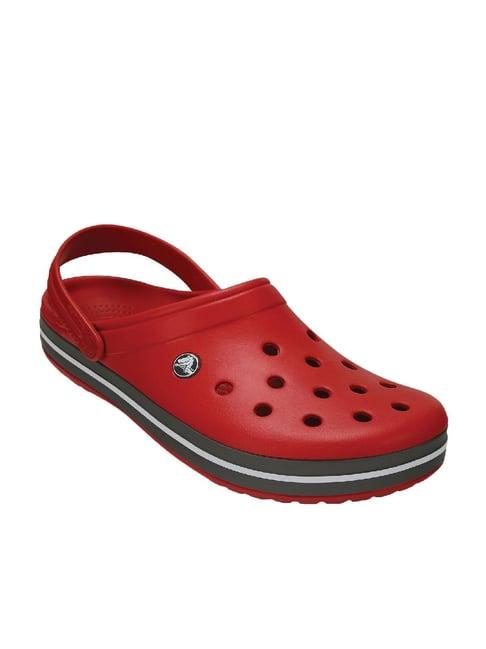 crocs unisex crocband pepper red & dark grey back strap clogs