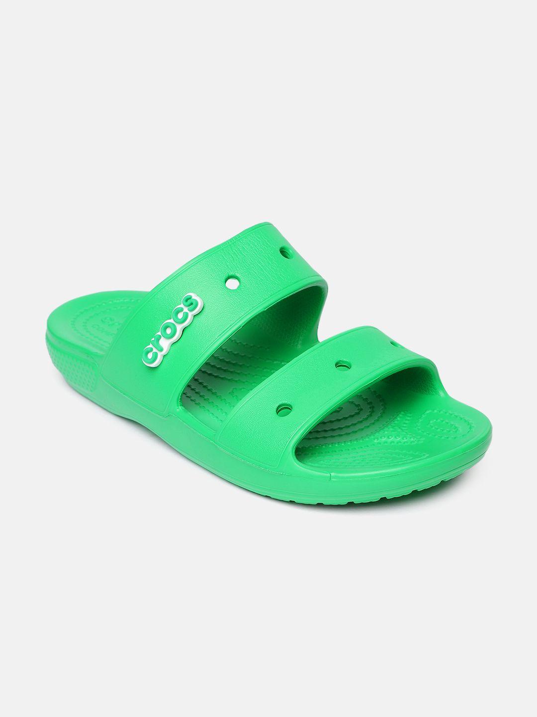 crocs unisex green solid sliders