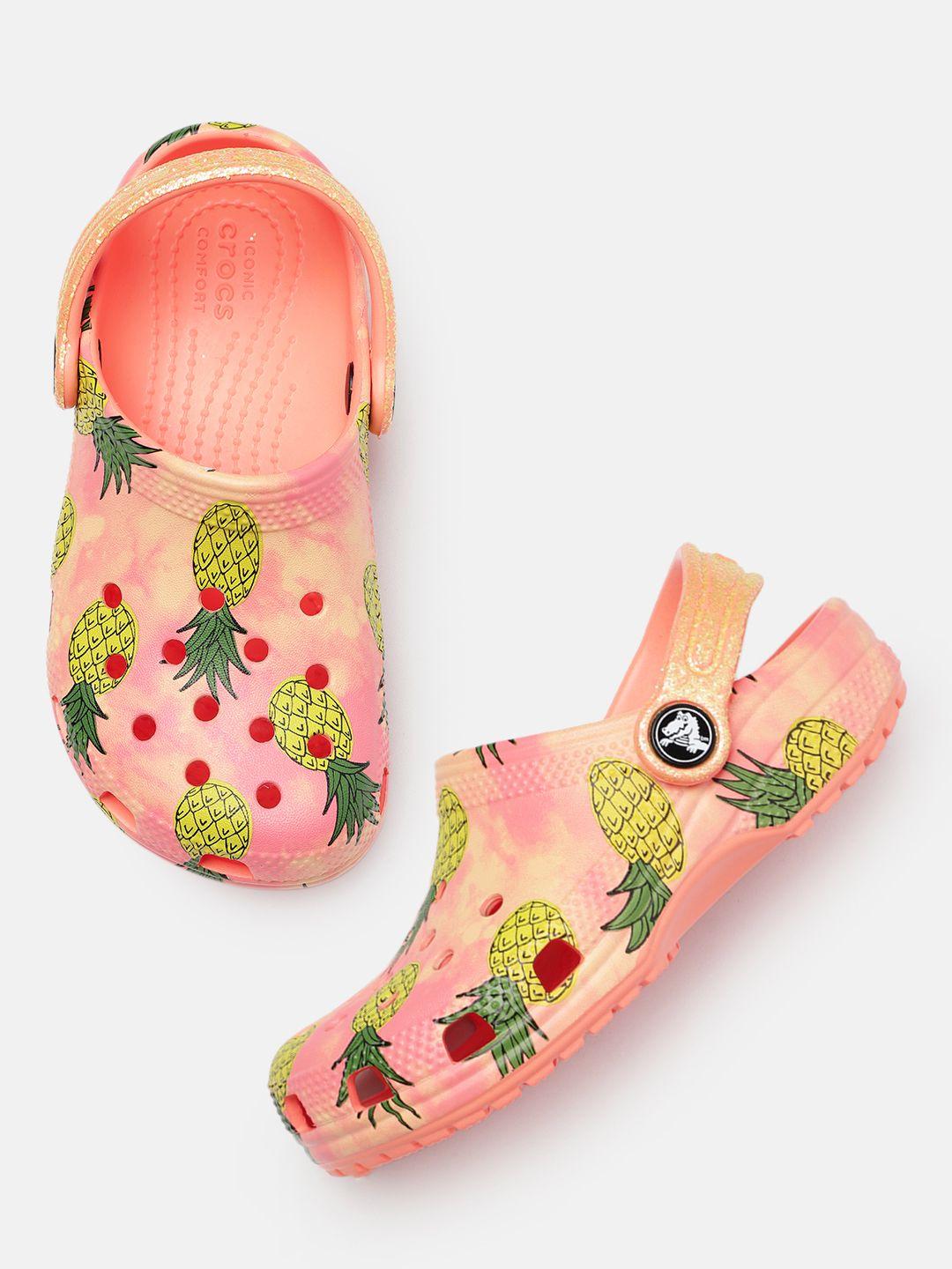 crocs unisex kids pineapple print croslite clogs