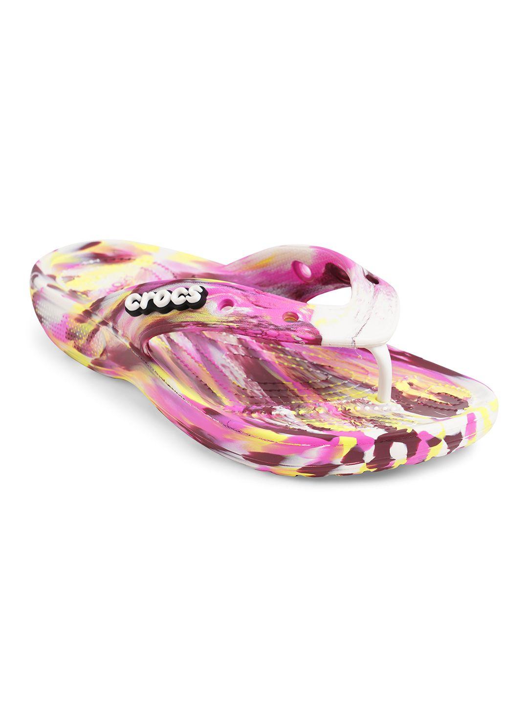 crocs unisex multicoloured printed croslite thong flip-flops