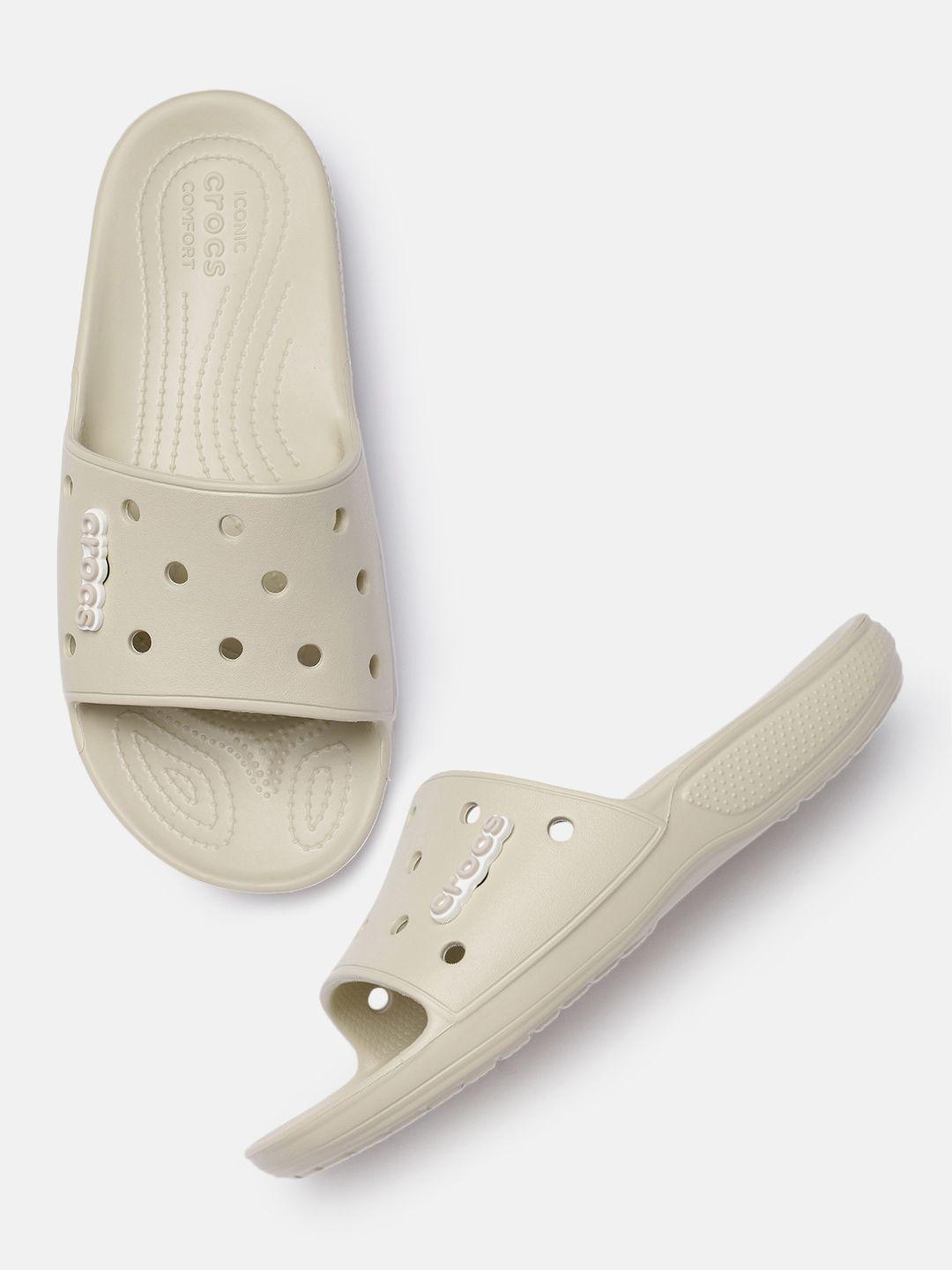 crocs unisex off white sliders