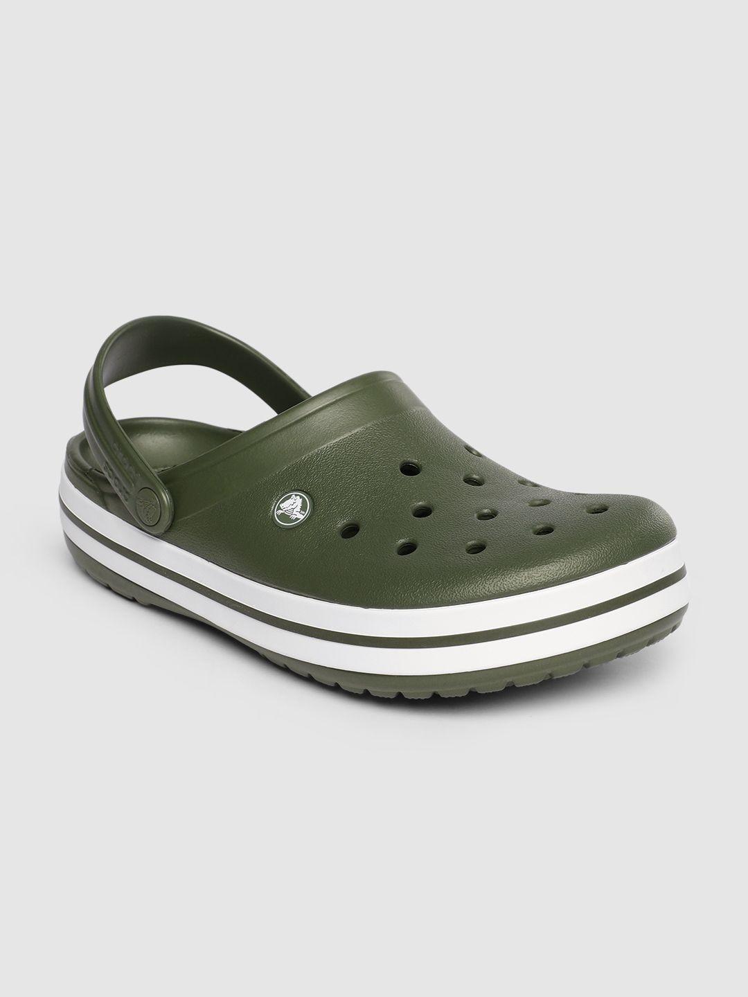 crocs unisex olive green solid crocband clogs