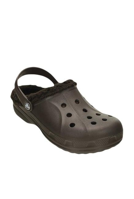 crocs unisex ralen lined espresso back strap clogs