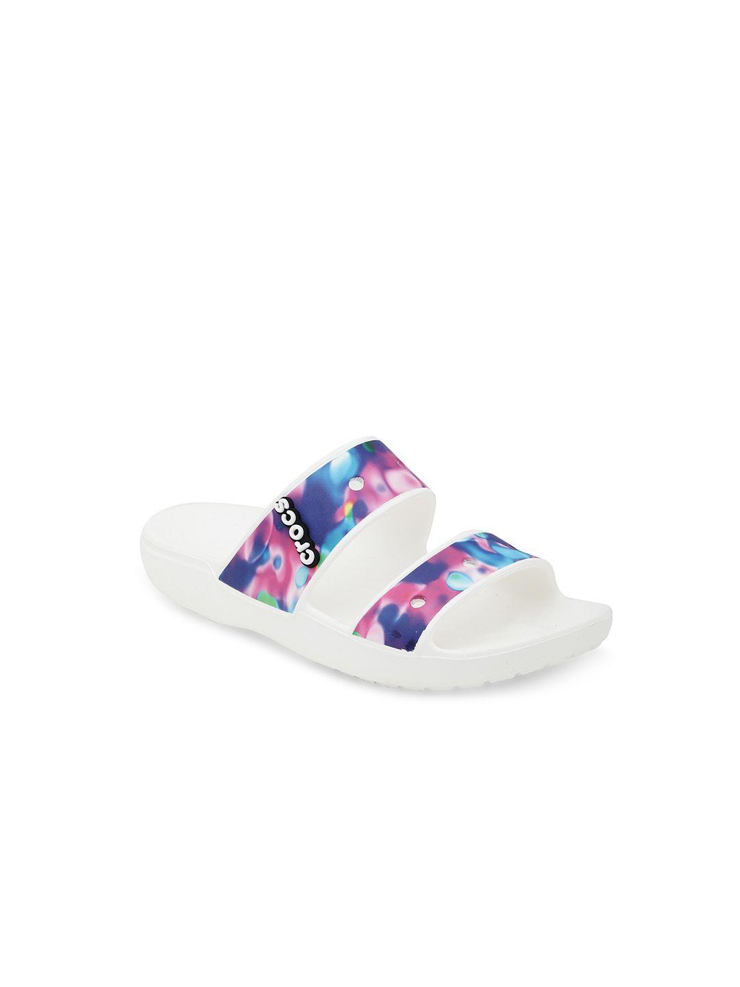 crocs unisex white & pink comfort sandals
