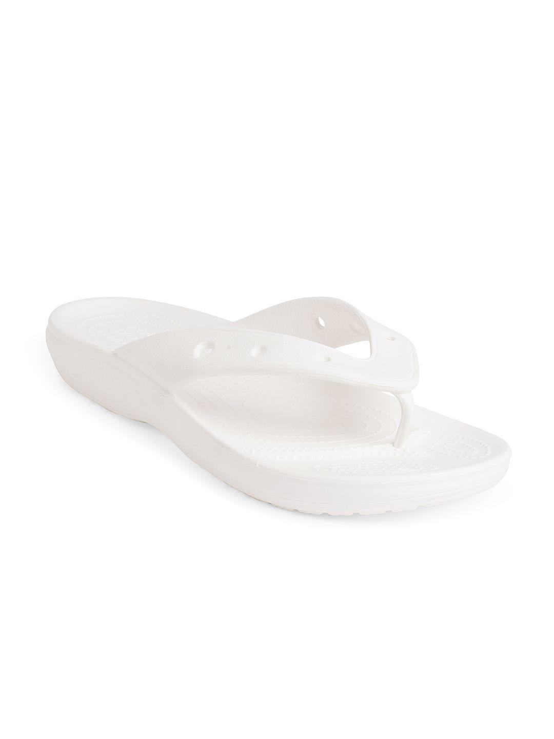 crocs unisex white solid croslite thong flip-flops