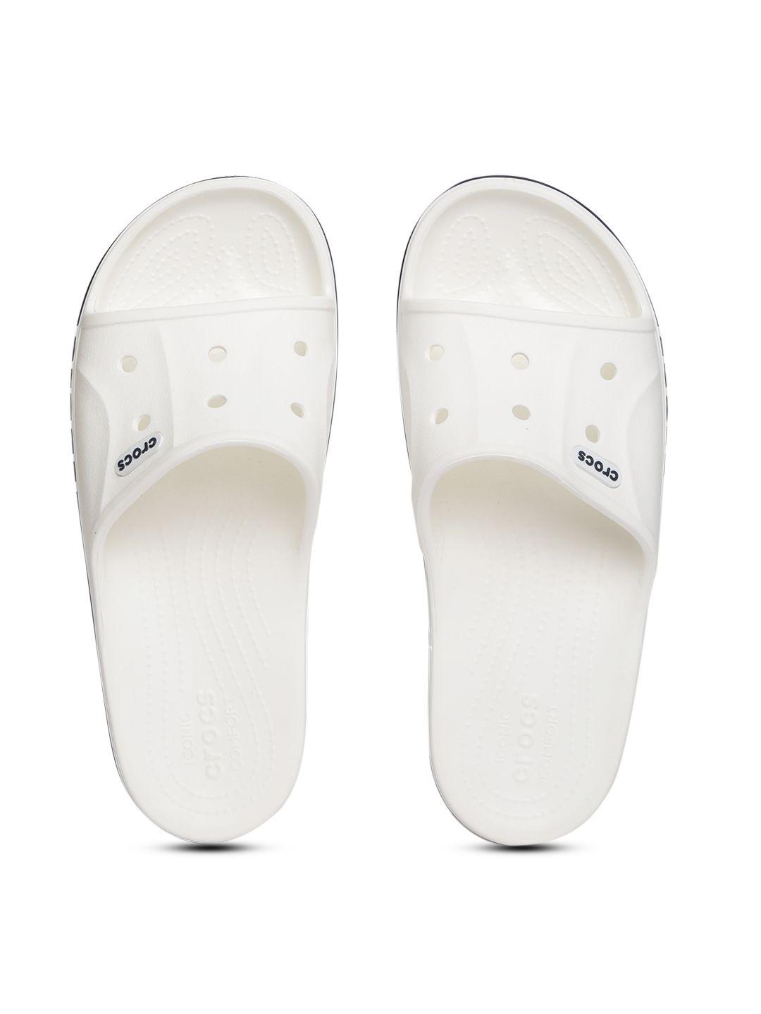 crocs unisex white solid slip-on flip flops