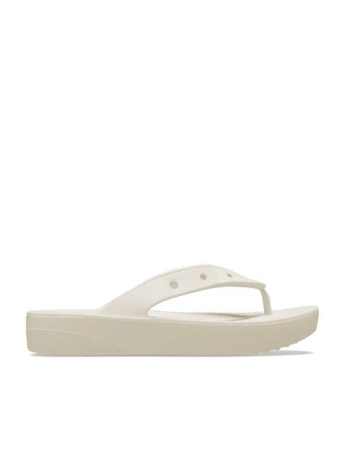 crocs women's classic bone white flip flops