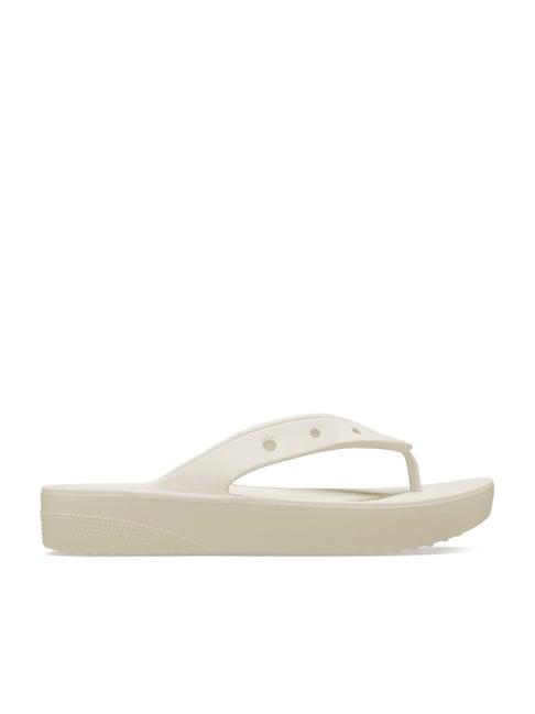 crocs women's classic off white flip flops