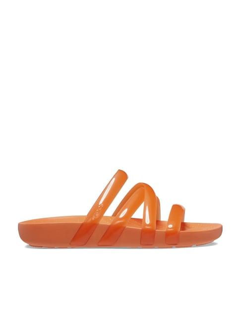 crocs women's splash orange cross strap sandals