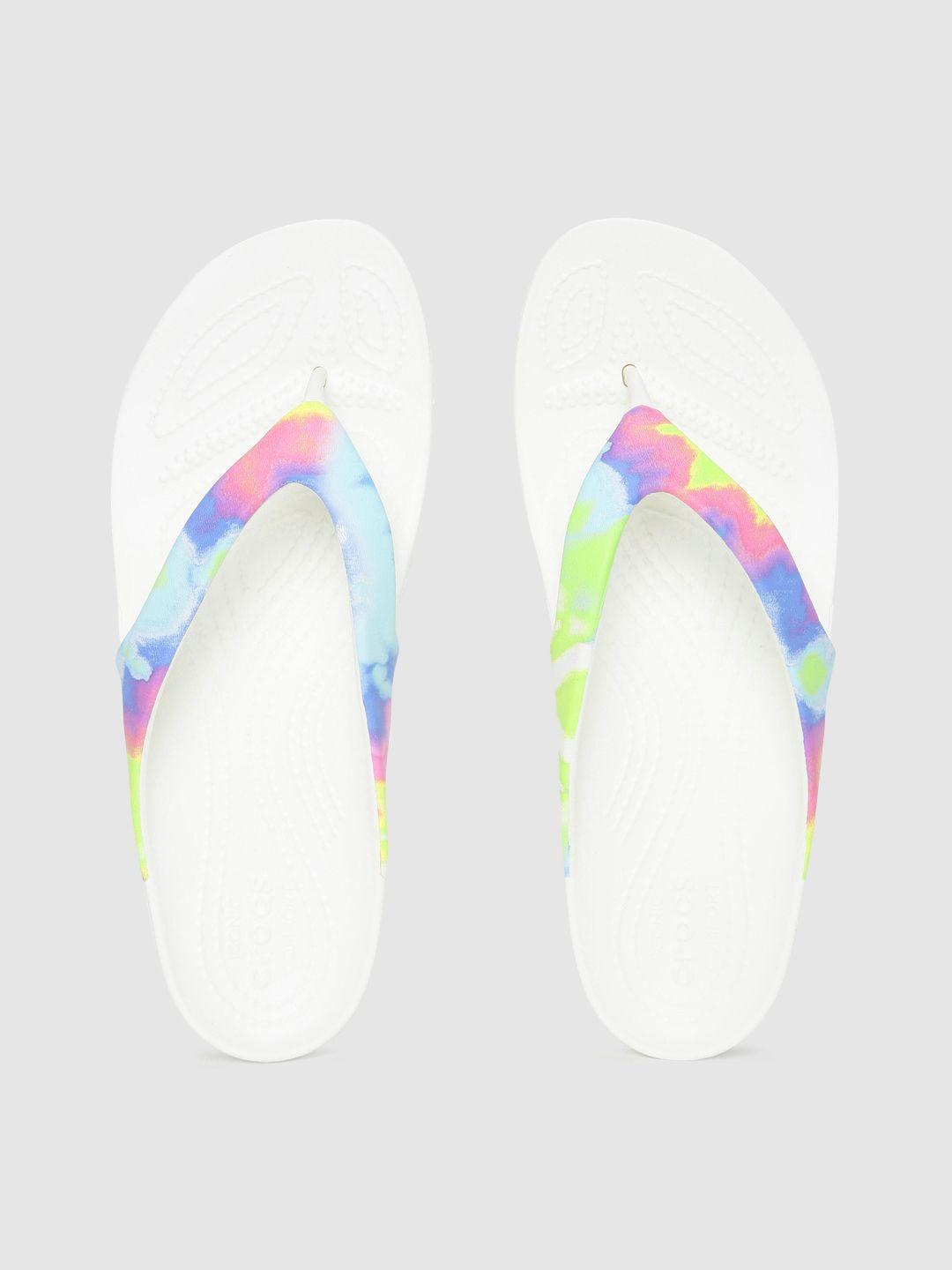 crocs women multicoloured & white kadee ii seasonal graphic printed croslite flip-flops